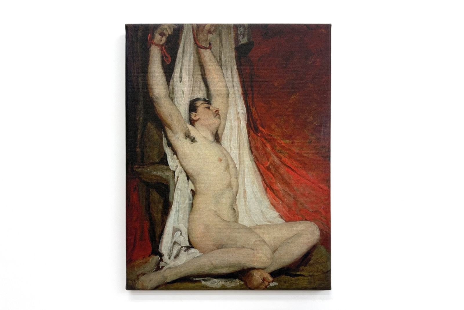 両腕を伸ばし上げた男性裸体 - William Etty