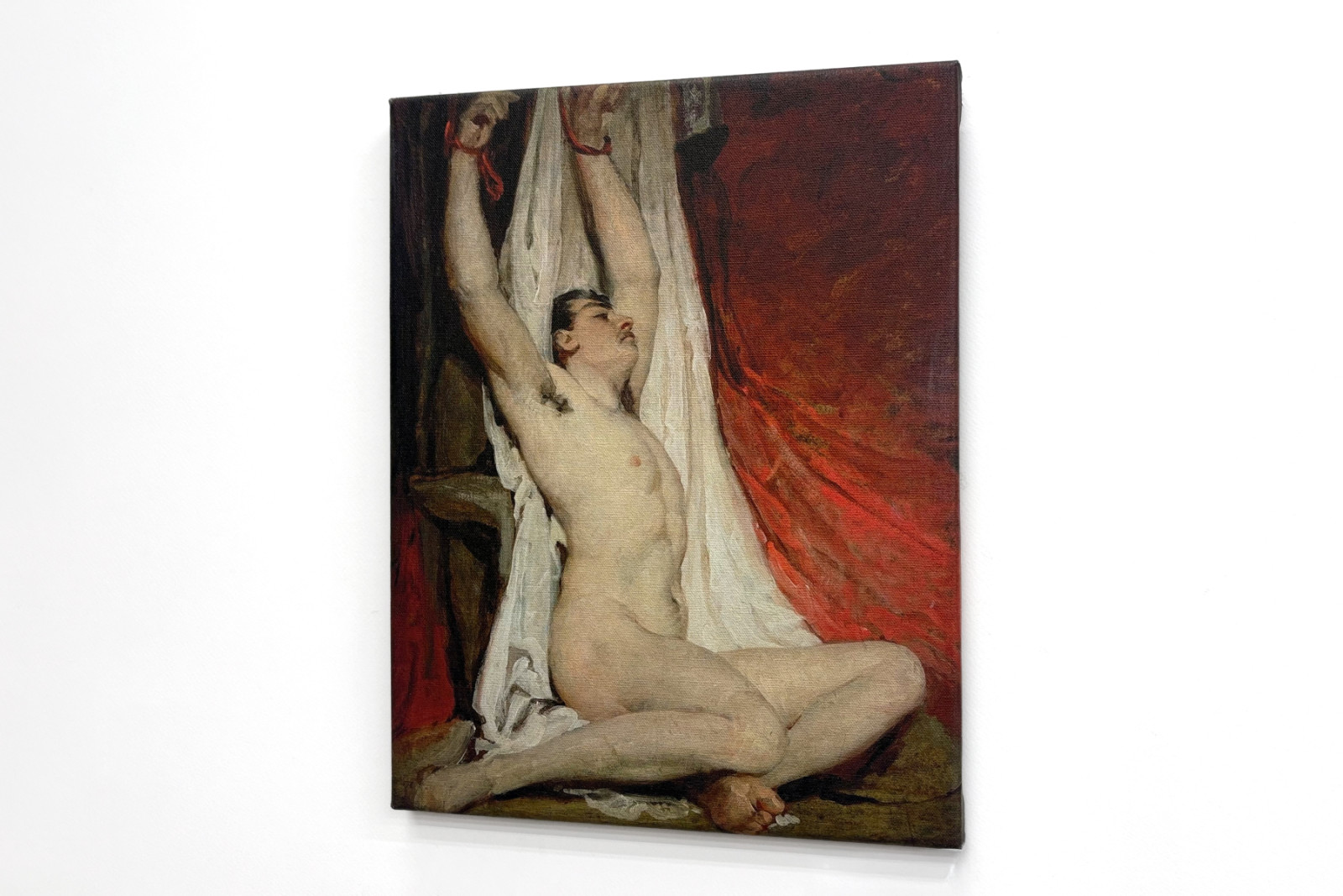 両腕を伸ばし上げた男性裸体 - William Etty