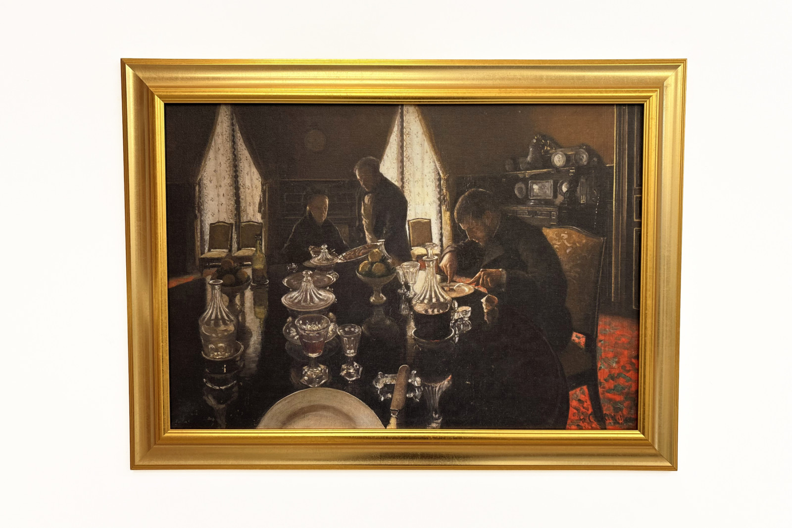 食堂 - カイユボット一家の家、ミロメスニル通りでの夕食（油彩・カンヴァス） - Gustave Caillebotte