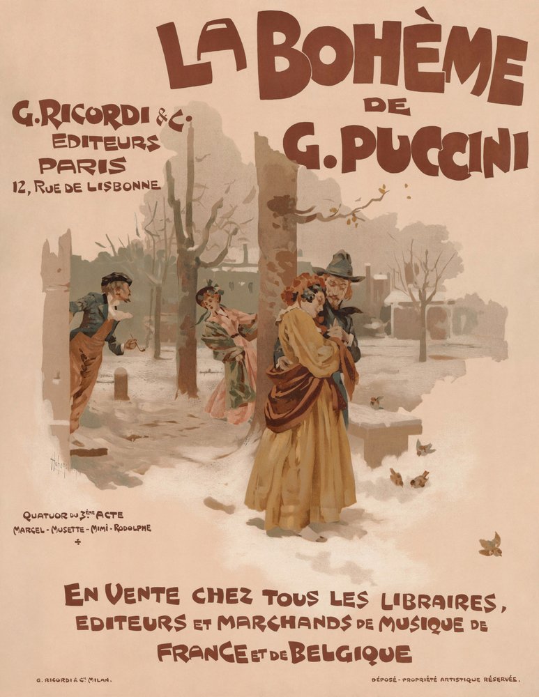 La Boheme 1965 ポスター　レトロ　ヴィンテージ映画ポスター ジャコモ・プッチーニによるオペラ「ラ・ボエーム」のポスター、1895年。