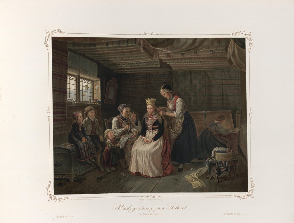 アドルフ・ティーデマンド著『Norske Folkelivsbilleder』からの挿絵、Chr. Tønsberg刊（クリスチャニア、1858年） 作： アドルフ・ティデマンド