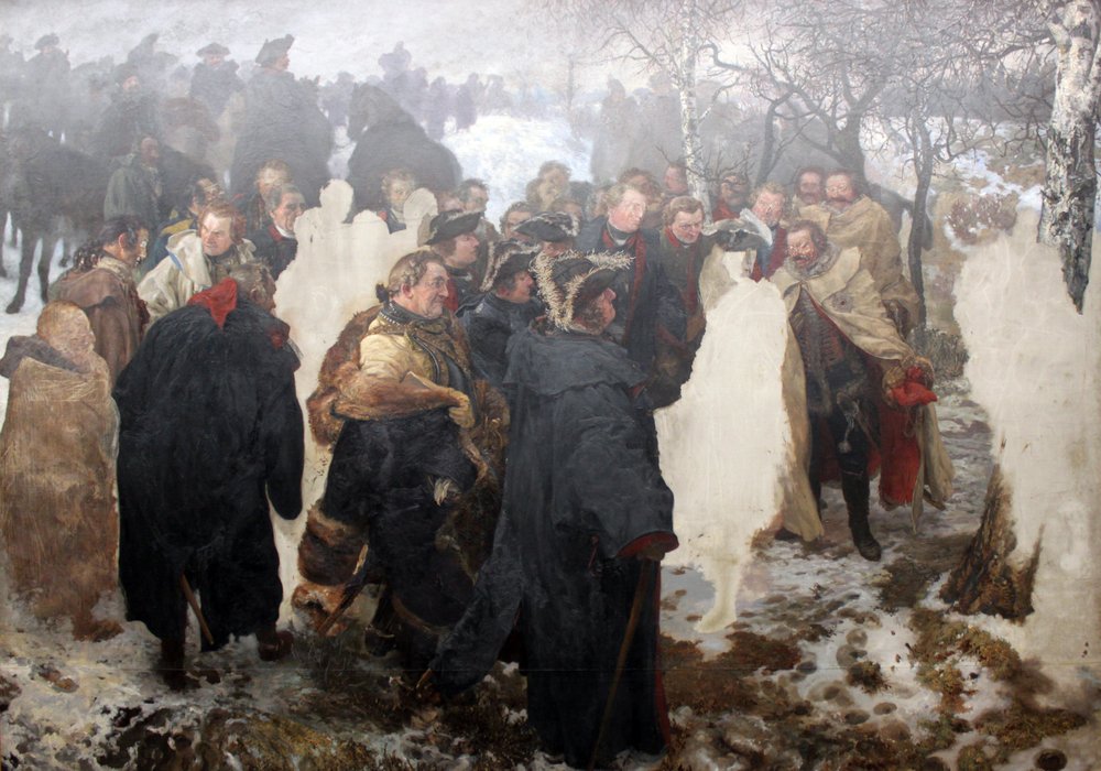 1757年、ロイテンの戦いの前に将軍たちへ演説するフリードリヒ大王 作： アドルフ・メンゼル