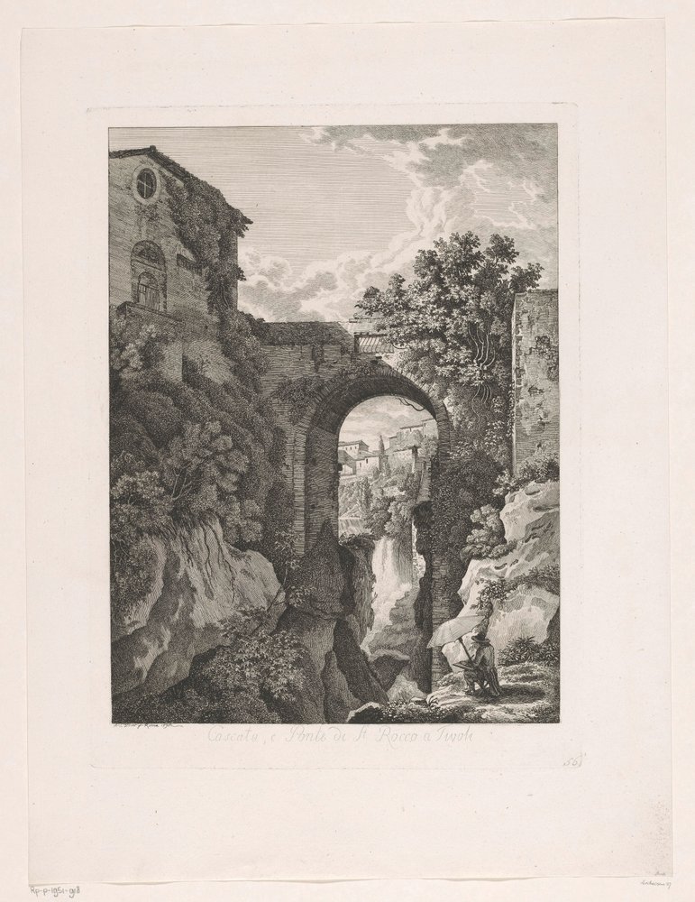 チボリのサンロッコ橋近くの滝 Cascata、e Ponte di St. Rocco a Tivoli (オブジェクトのタイトル) イタリア ...