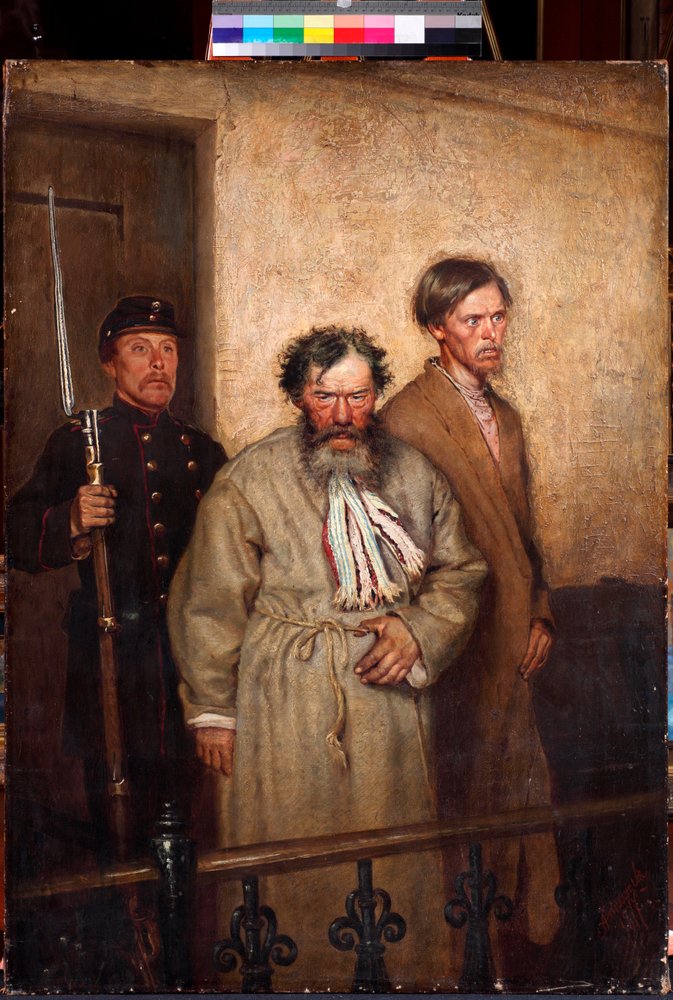 "In a Courtroom"(法廷にて)アレクサンドル・ノヴォスコルツェフ(1853-1919)の絵画 作： アレクサンダー・ニカノロヴィッチ・ノヴォスコルツェフ