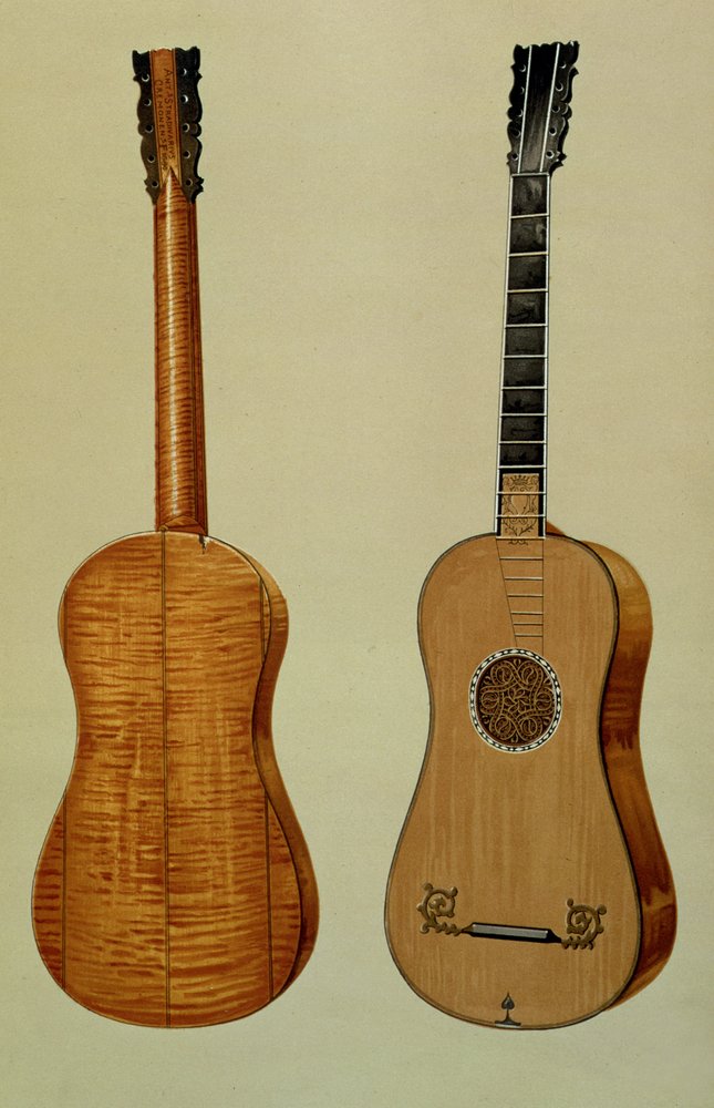 アントニオストラディバリウス（c.1644-1737）が「楽器」から製作したギター（色付きのリソ）