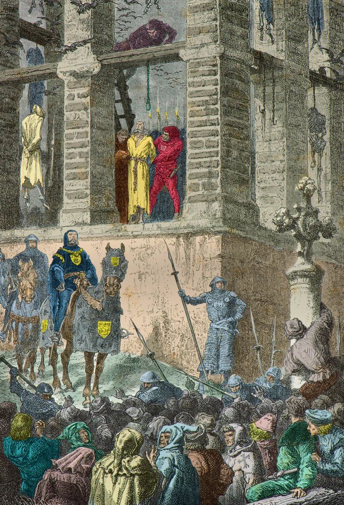 1315年、モンフォコンの絞首台で処刑されるアンゲラン・ド・マリニー