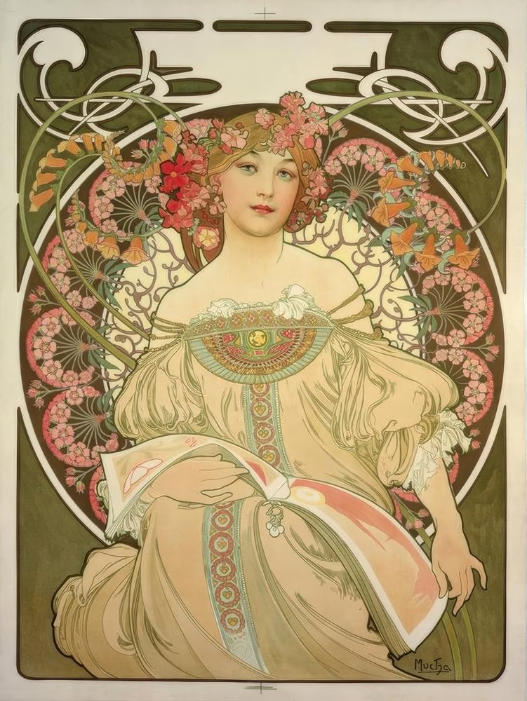 【81×103cm】アルフォンス・ミュシャ Alphonse Mucha「夢想」 Alphonse_Mucha_-_Rverie_-_(