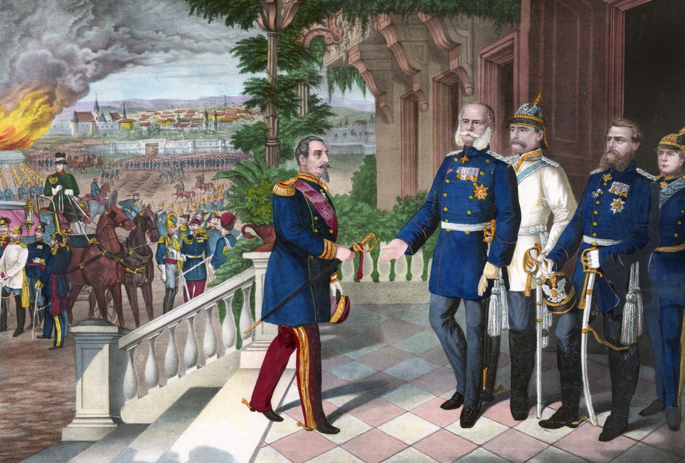 普仏戦争1870-1871。1870年9月2日、セダンの戦いの後のナポレオン3世の