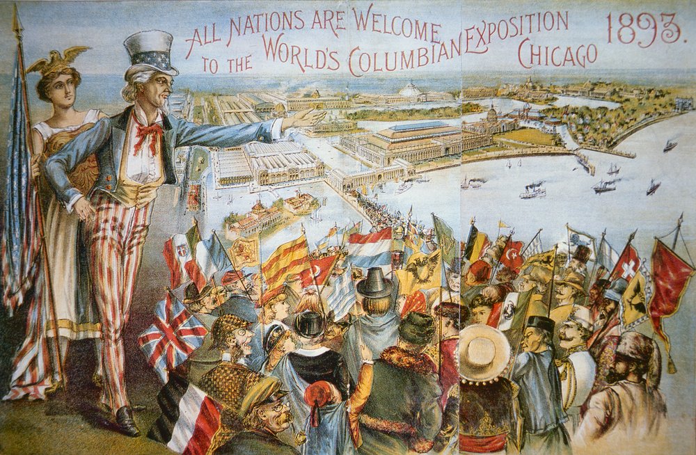 1893年のシカゴ万国博覧会のポスター（カラーリトグラフ