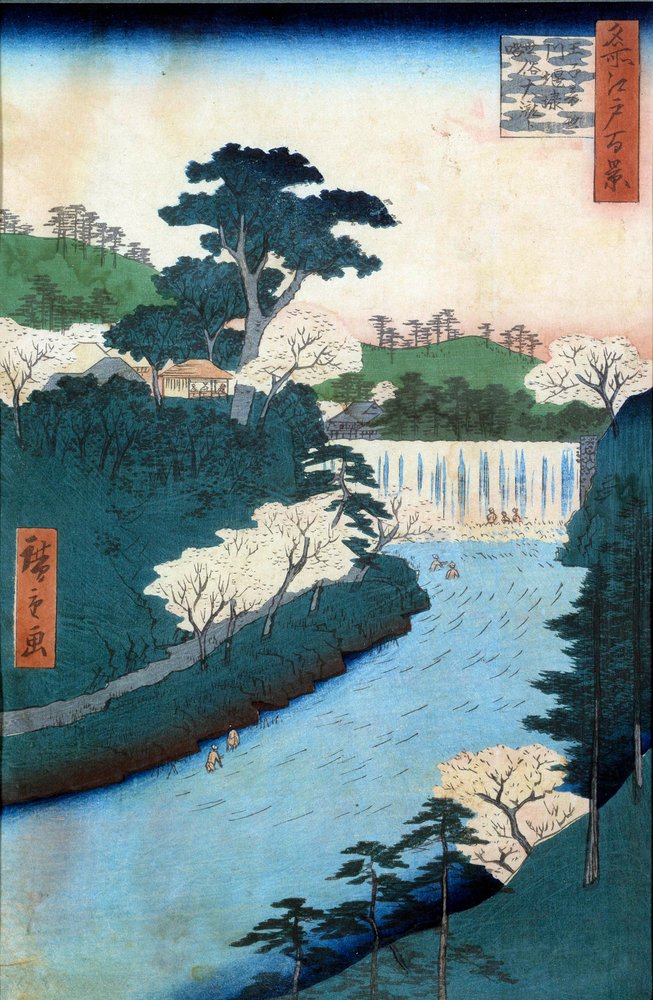 名所江戸百景 音無川の堰堤歌川広重（1797-1858）による19世紀の日本の版画。個人蔵。