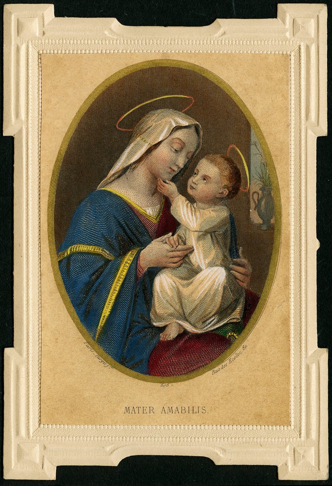 聖母子画 聖母マリア・キリスト絵画アルミプレート約A4 ウォール