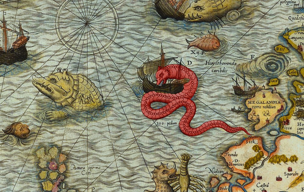 オラウス・マグヌス（1490-1557年）による『海図』（Carta marina）の部分