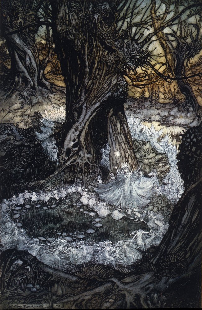 アーサー・ラッカム（1867-1939）によるウィリアム・シェイクスピア作『夏の夜の夢』の挿絵。