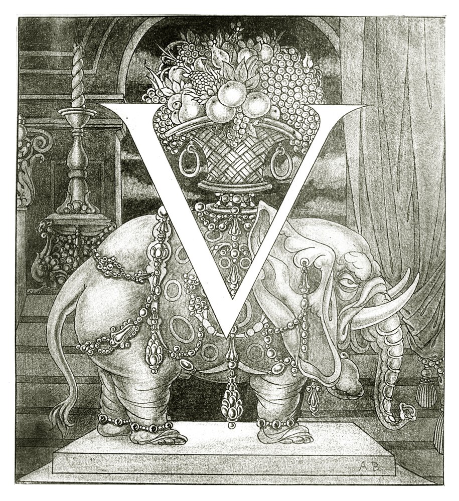 ヴォルポーネへの最初の文字「V」、1898