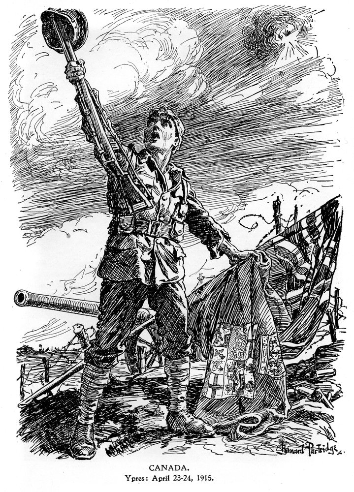 カナダ、イープル、1915年4月23〜24日、1920年 作： バーナード・パートリッジ