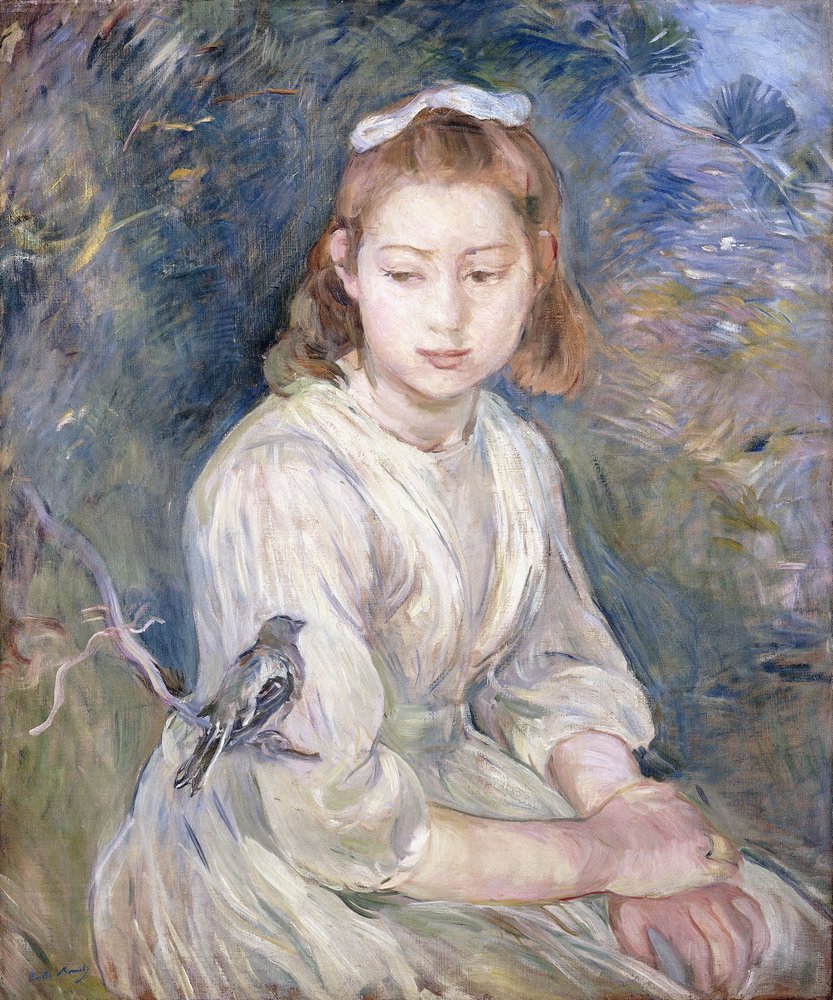 メルサド.ベルバーの作品　少女と鳥 鳥を持つ少女、1891 | ベルト・モリゾ