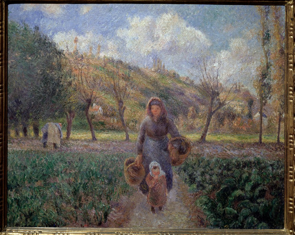 菜園にて カミーユ・ピサロ（1830-1903）による絵画 1881年 薄暗い 45