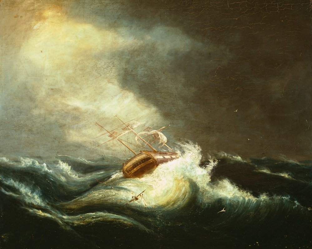 イルミネーションアート 嵐を進む船 絵画 インテリア Chester_Harding_-