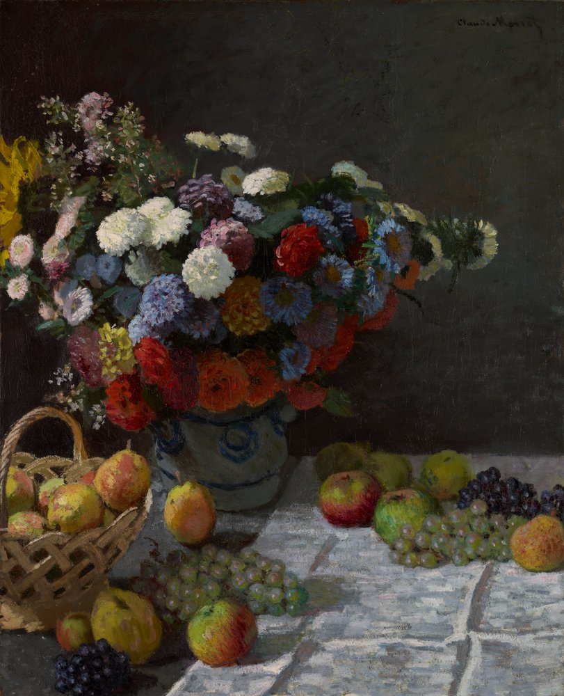 花と果物のある静物、1869 IKEA PJATTERYD ピクチャー 静物画 花とフルーツ アート 廃盤品