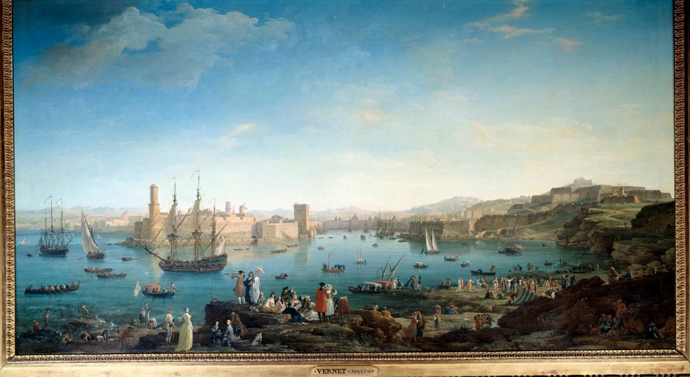 1754年のマルセイユ港の入港風景。ジョセフ・ヴェルネ（1714-1789