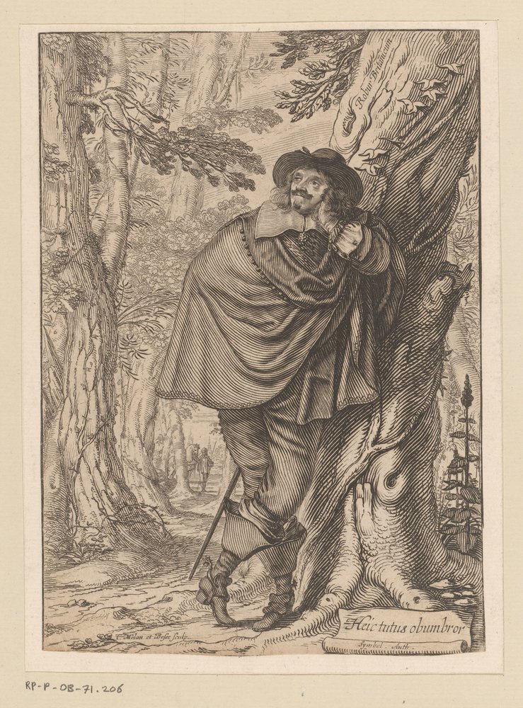 木にもたれるジェームズ・ハウエル タイトルページ: James Howell, Dendrology (...), 1641 作： クロード・メラン