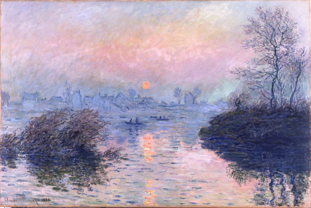 クロード・モネ「Sunset on the Seine at Lavacourt ラバクールのセーヌ川に沈む夕日、冬の効果