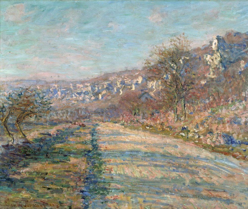 「『ラ・ロッシュ＝ギヨン街道の眺め、ヴァル・ドワーズ』」 絵画 クロード・モネ (1840-1926) 1880 薄 60.5x73.5 cm  国立西洋美術館、東京