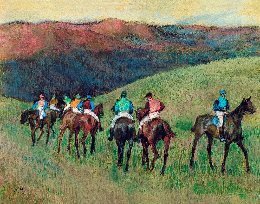 競馬場 1台の馬車とアマチュア騎手たち　エドガー・ドガ　額付き　絵画 競馬場 1台の馬車とアマチュア騎手たち エドガー・ドガ 額付き 絵画