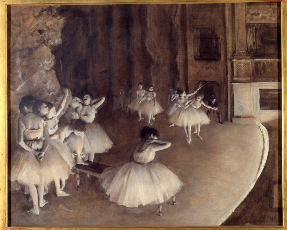 舞台上でのバレエの繰り返し エドガー・ドガ（1834-1917）の絵画。1874