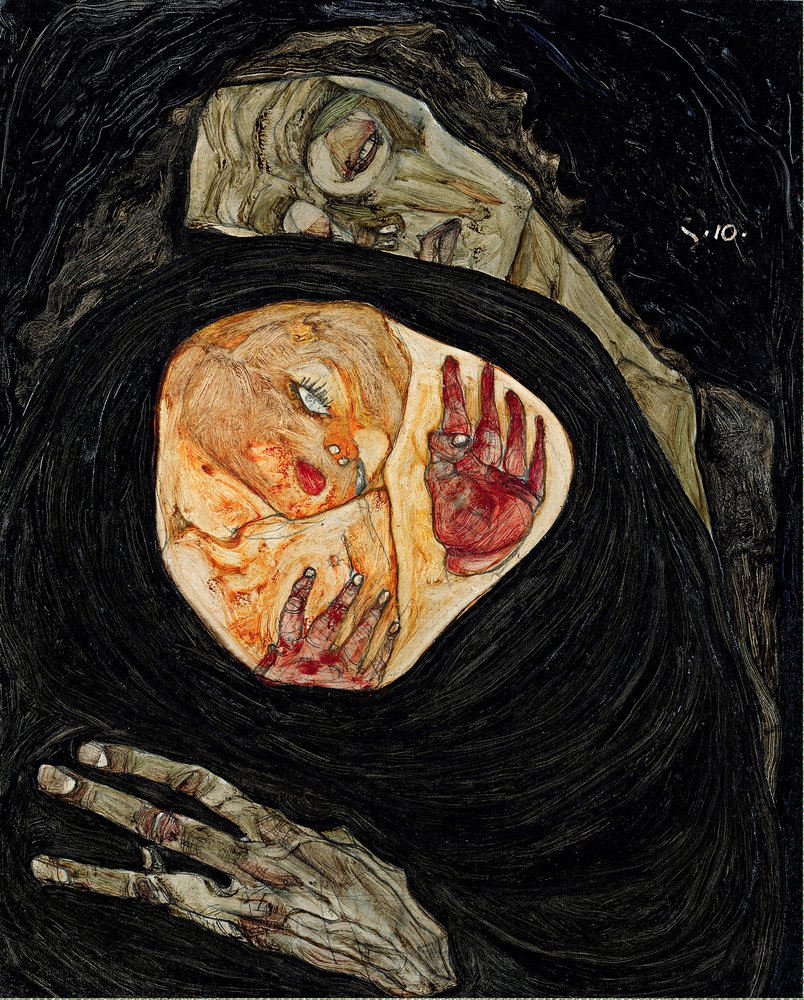 死んだ母親。 エゴン・シーレ (1890-1918) による絵画、木に油彩