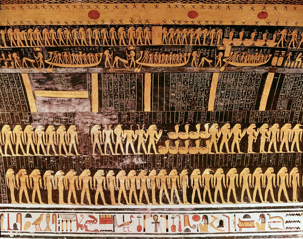 ラムセス6世の墓の埋葬室の天井からの日の本の詳細VI（r.1143-1136 BC