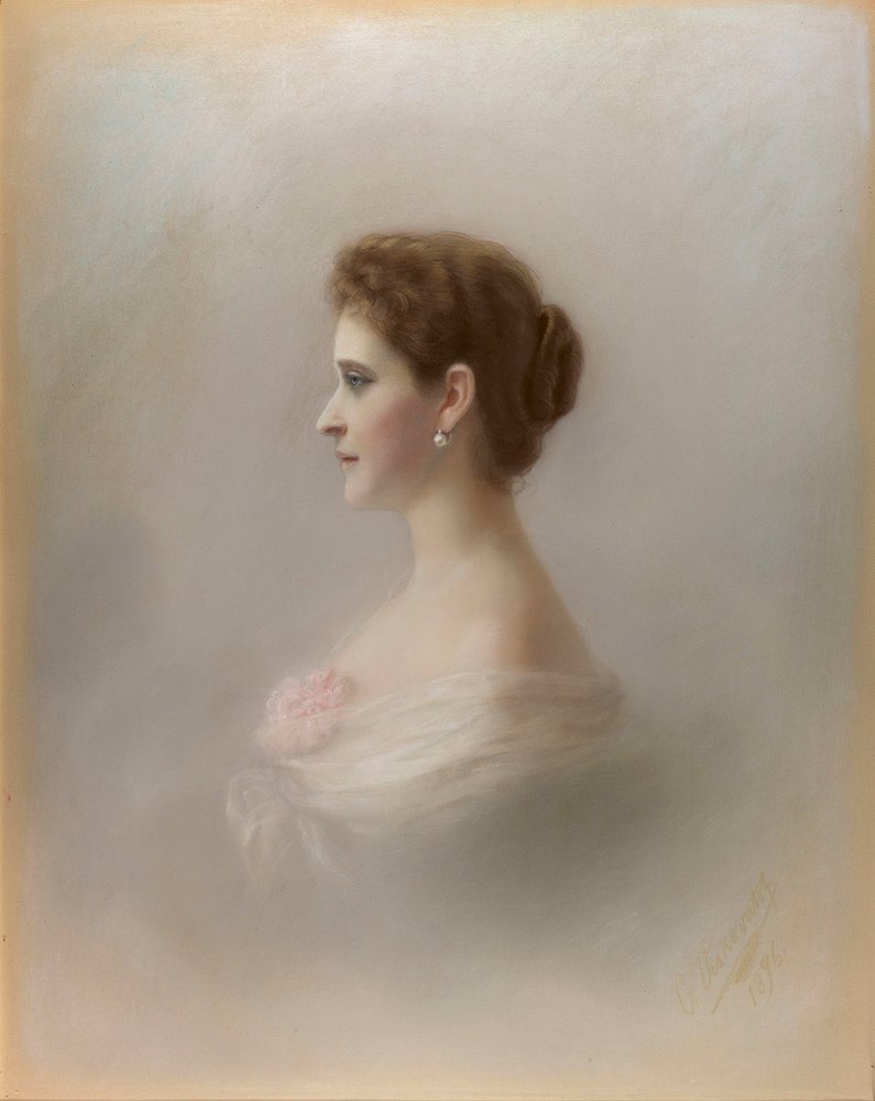 エリザヴェータ・フョードロヴナ大公爵夫人の肖像、ヘッセンのエリザベート王女、ライン画、1896 年。