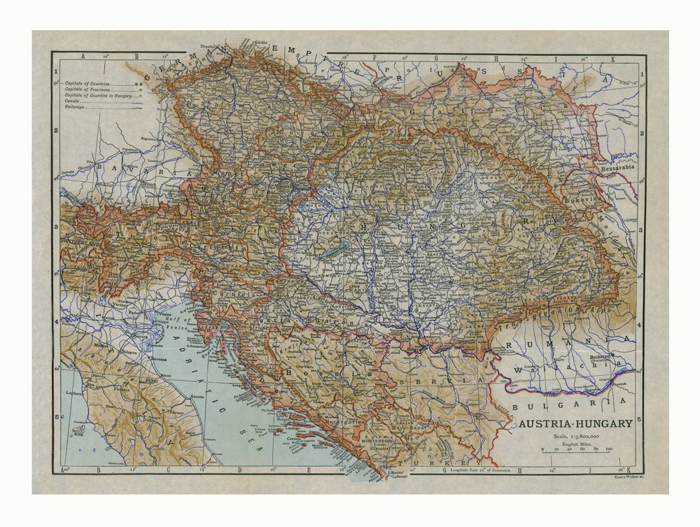オーストリア＝ハンガリー帝国の地図、1910年頃