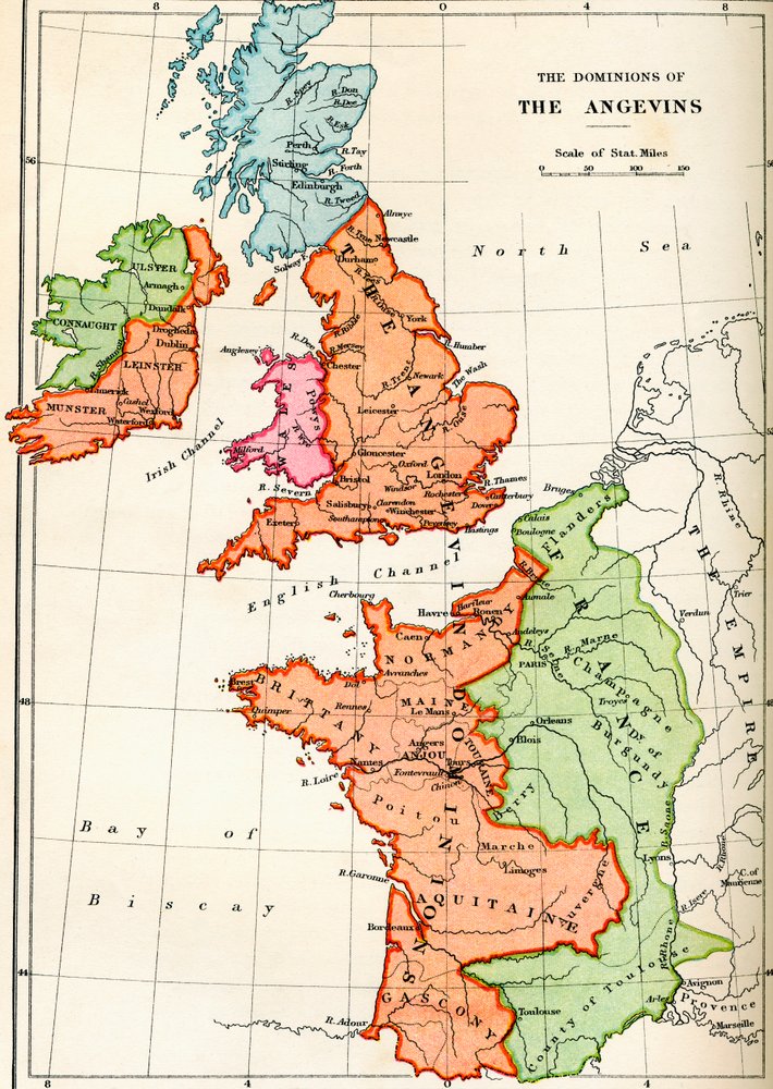 アンジェヴァンc.1170の領土の地図、「JRグリーンによるイギリス人の