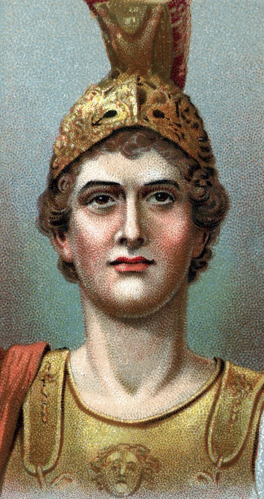 アレクサンダー大王の肖像 - アレクサンダー大王 (356 - 323 BC) - シリーズ「人間のリーダー」より - クロモリトグラフ -  イギリスの学校、20世紀 - 。