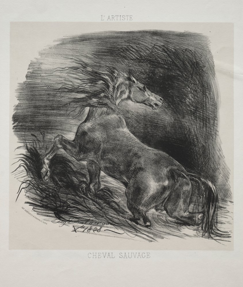 ジョー・ハウトマン ヴィンテージ ステンドグラス 野生の走る馬 絵画 美術館 Eugne_Delacroix_-