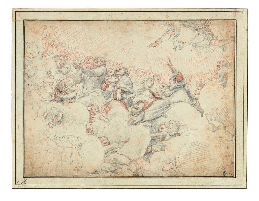 ☆素描☆ 聖母被昇天　16-17世紀イタリア ☆素描☆ 聖母被昇天 16-17世紀イタリア ☆素描☆ 聖母被昇天 16-17