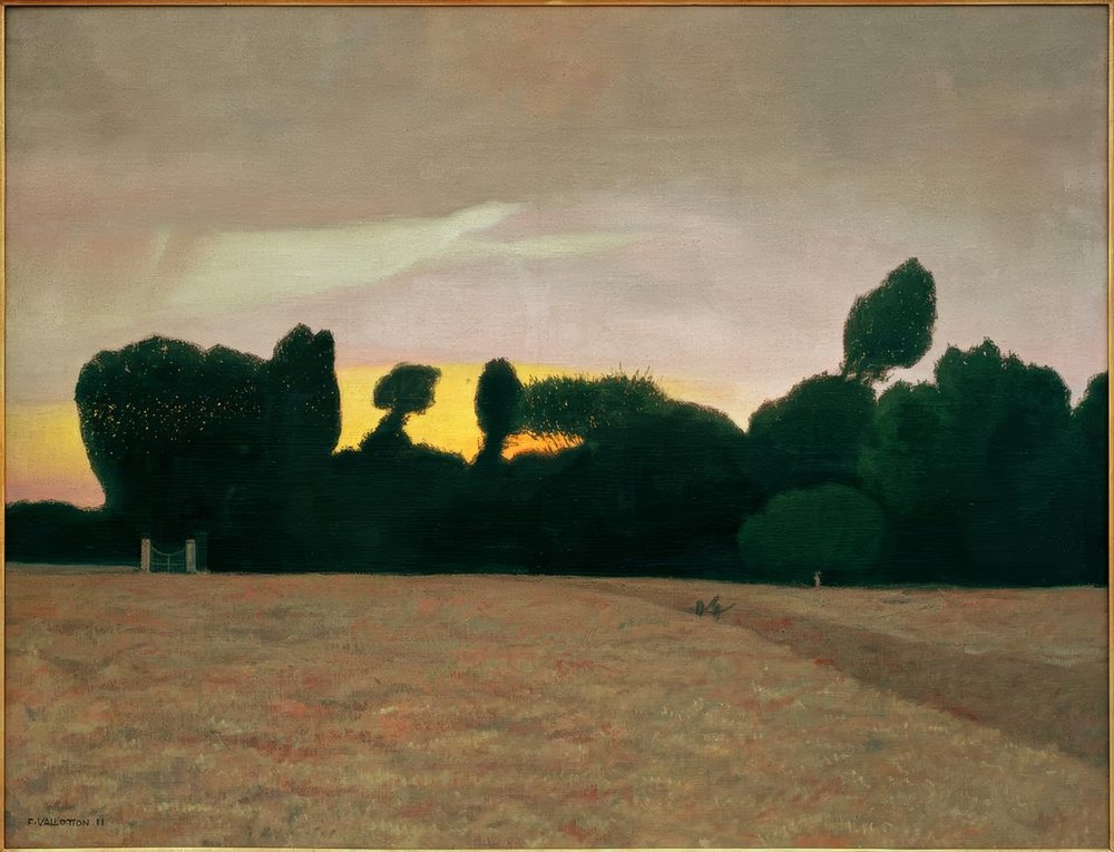 ノルマンディーの風景、夕日 作： フェリックス・エドゥアール・ヴァロットン