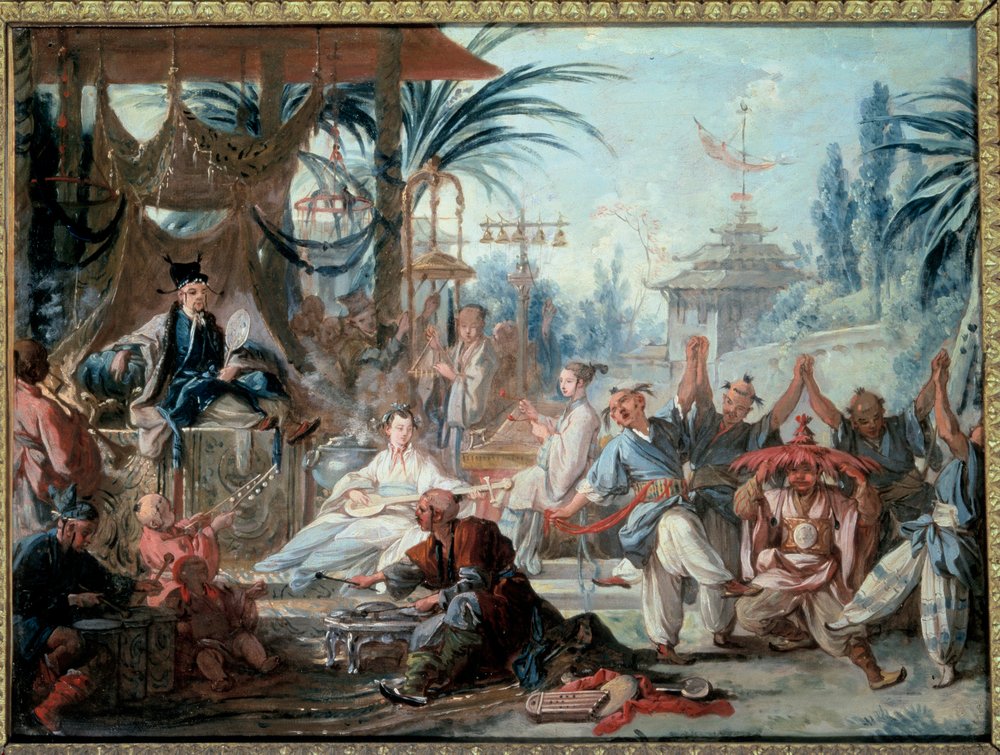 ☆☆フランスの輪花の皿：シノワズリー中国人の絵　19世紀 フランスの輪花の皿：シノワズリー中国人の絵 19世紀