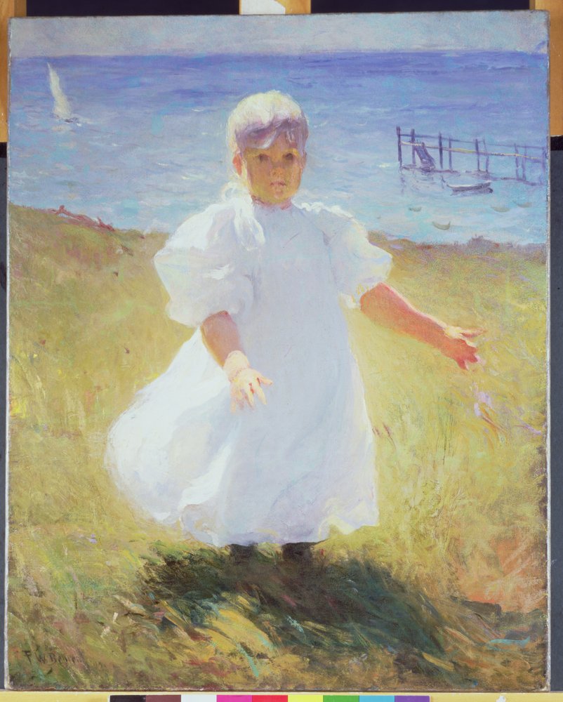油彩画 子供と女性の風景 Frank_Weston_Benson_-