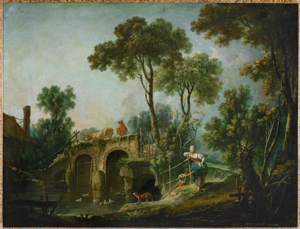 額装 フランス絵画 フランソワ・ブーシェ 「橋」 Franois_Boucher_-_Le_pont_-_(