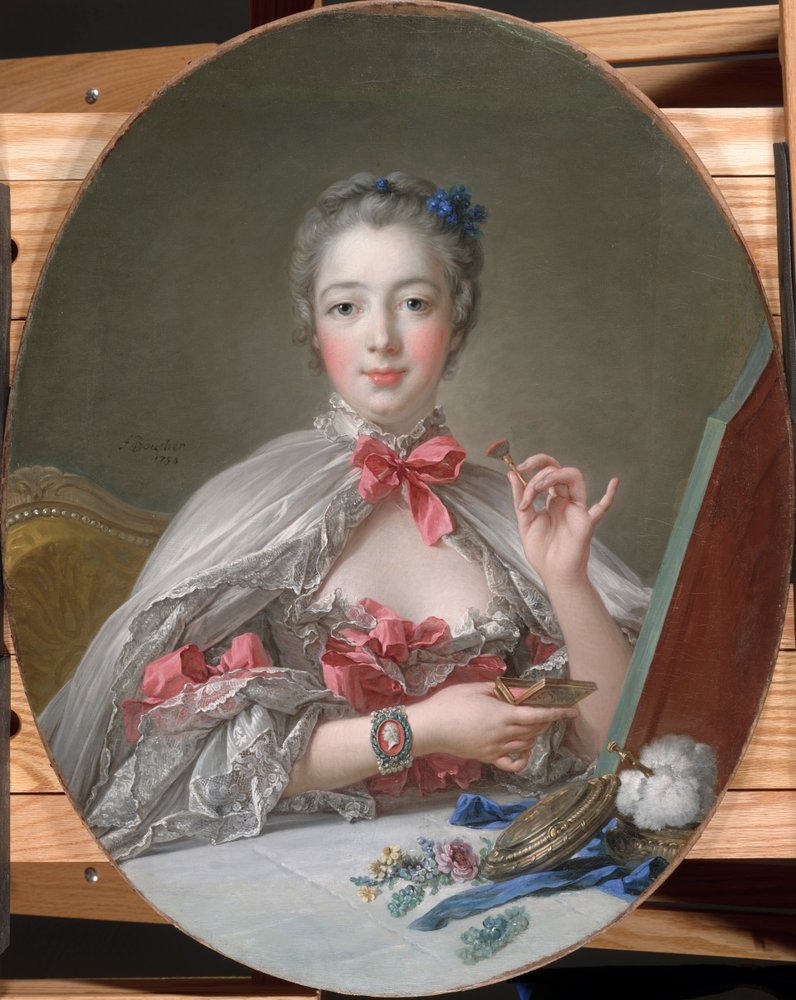 【名画複製】ポンパドゥール夫人肖像画 François Boucher作 大額装 Francois_Boucher_-