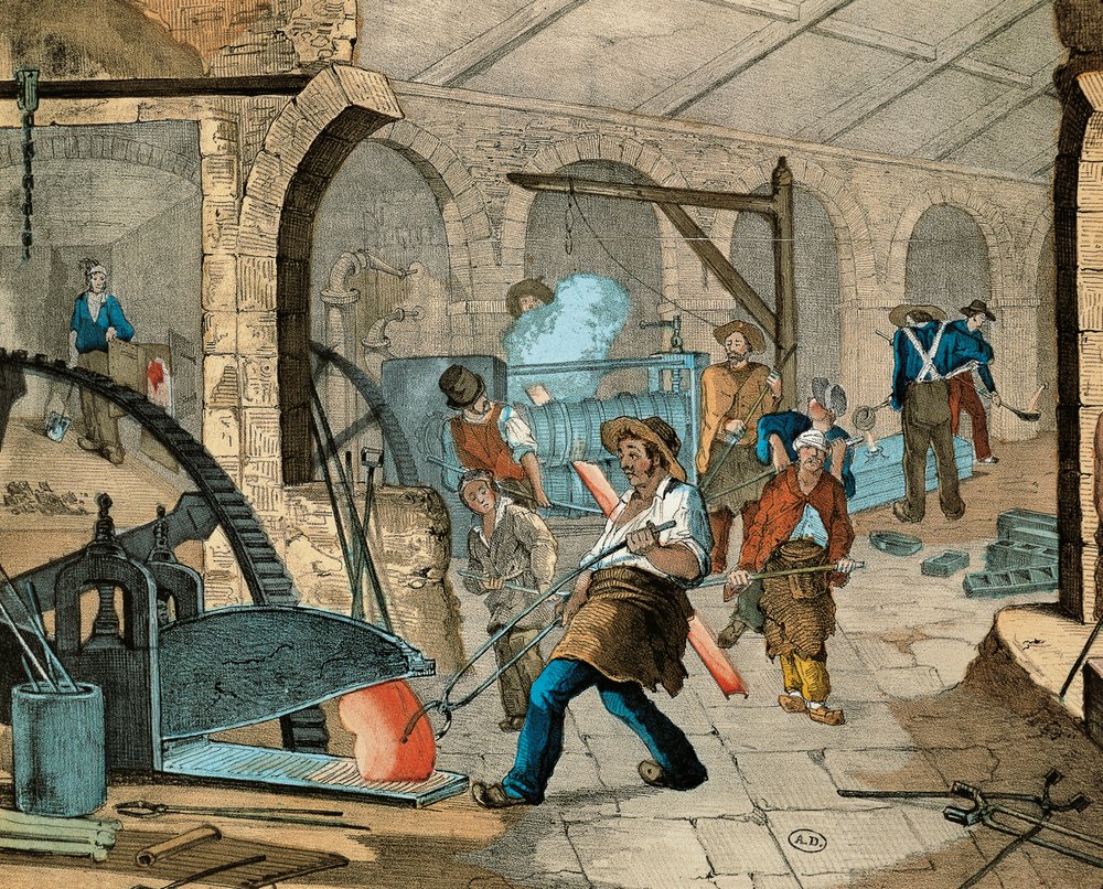 フランスの鋳物工場で働く労働者