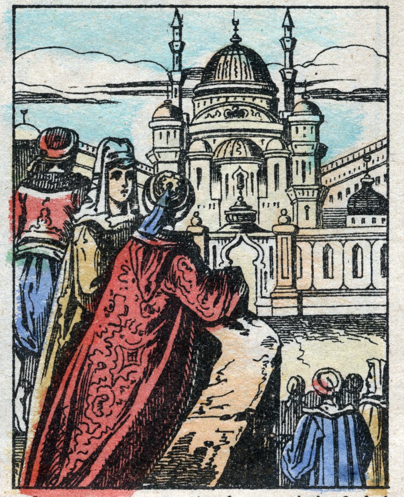 アラジンは精霊にスルタンの宮殿の反対側に豪華な宮殿を建てるように