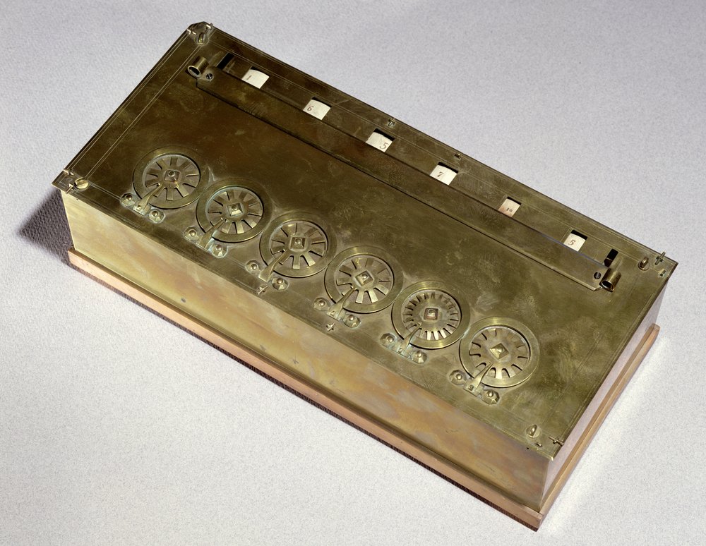 1642年にブレーズパスカル（1623-62）によって発明された計算機