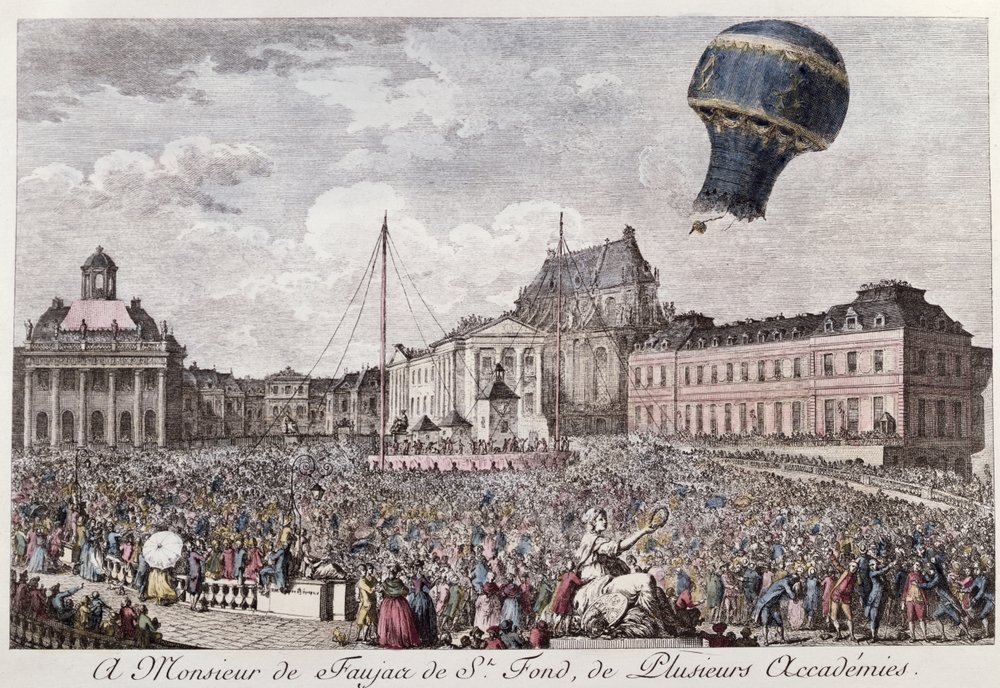 1783年9月19日、ヴェルサイユで行われたモンゴルフィエ兄弟の