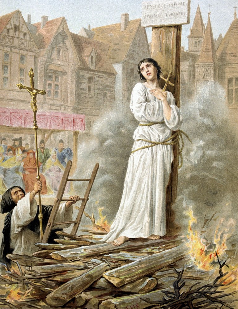 1431年5月20日、火あぶりの刑に処されたジャンヌ・ダルク（リトグラフ）