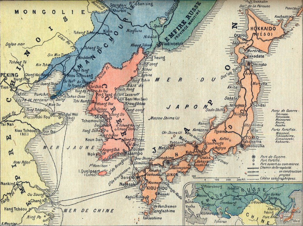 日露戦争の戦争劇場の地図です。戦争劇場の地図 日露戦争（日露