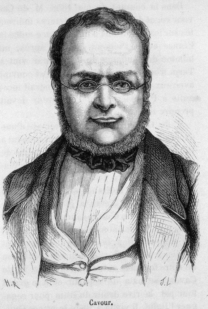 カヴール伯爵カミッロ・ベンソの肖像（1810～1861年）イタリアの政治家アンリ・マルタン著「フランス史」所収