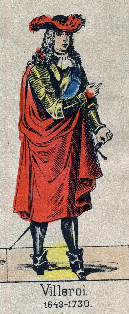 フランスのマレシャル、ヴィレロイ公フランソワ・ドゥ・ヌフヴィル（16441730）の肖像。19世紀末のエピナルの画像。